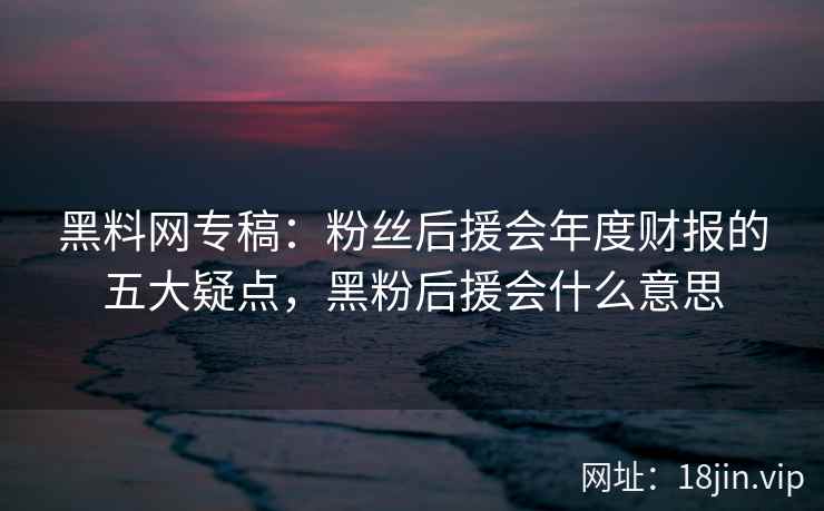 黑料网专稿：粉丝后援会年度财报的五大疑点，黑粉后援会什么意思  第2张