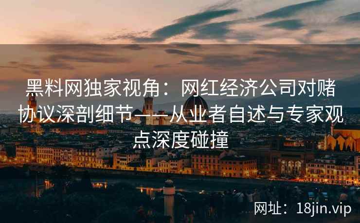 黑料网独家视角：网红经济公司对赌协议深剖细节——从业者自述与专家观点深度碰撞  第1张