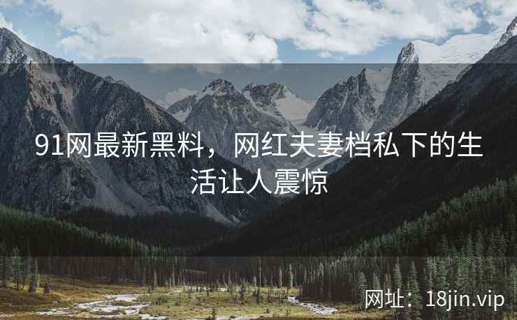 91网最新黑料，网红夫妻档私下的生活让人震惊