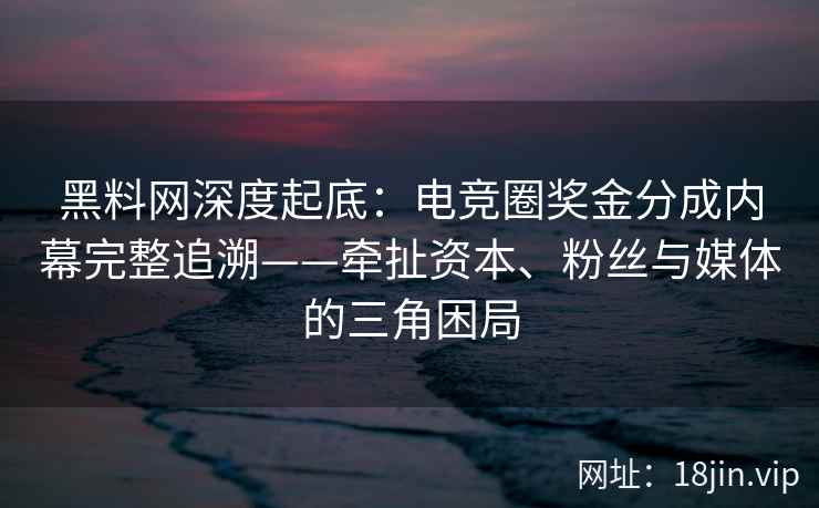 黑料网深度起底：电竞圈奖金分成内幕完整追溯——牵扯资本、粉丝与媒体的三角困局