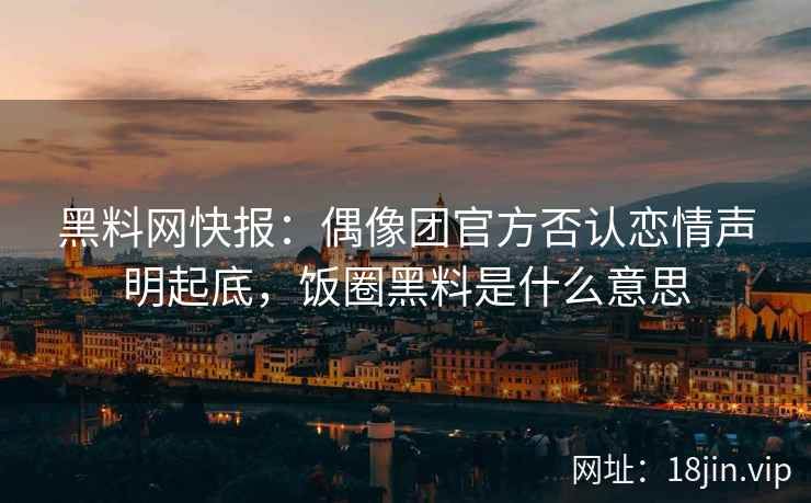 黑料网快报：偶像团官方否认恋情声明起底，饭圈黑料是什么意思  第2张